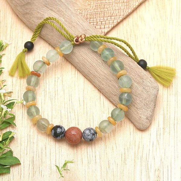 Alternate image for Multi-Gemstone Beaded Yoga Bracelet with Adjustable Lenght Eternal Tranquility