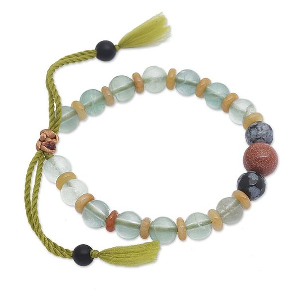 Alternate image for Multi-Gemstone Beaded Yoga Bracelet with Adjustable Lenght Eternal Tranquility