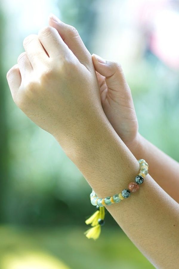 Alternate image for Multi-Gemstone Beaded Yoga Bracelet with Adjustable Lenght Eternal Tranquility