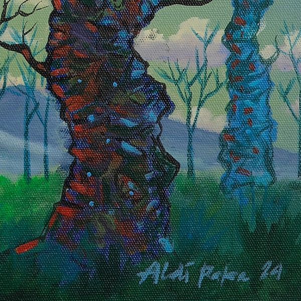 Alternate image for Nature-Themed Impressionist Javanese Forest Acrylic Painting Mount Agung Slope