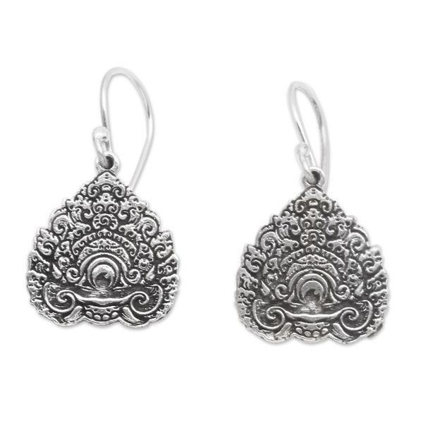 Alternate image for Traditional Baris Gede Crown Sterling Silver Dangle Earrings Baris Gede Crown