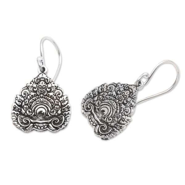 Alternate image for Traditional Baris Gede Crown Sterling Silver Dangle Earrings Baris Gede Crown
