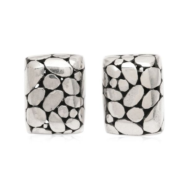 Alternate image for Bubble-Patterned Sterling Silver Button Earrings from Bali The Path