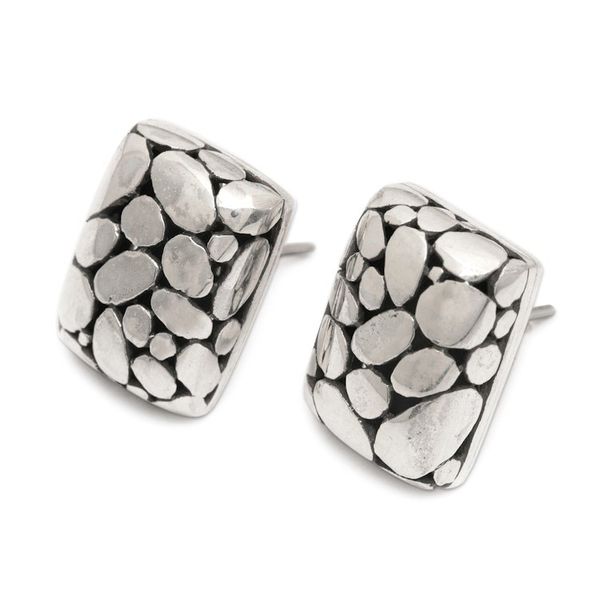 Alternate image for Bubble-Patterned Sterling Silver Button Earrings from Bali The Path