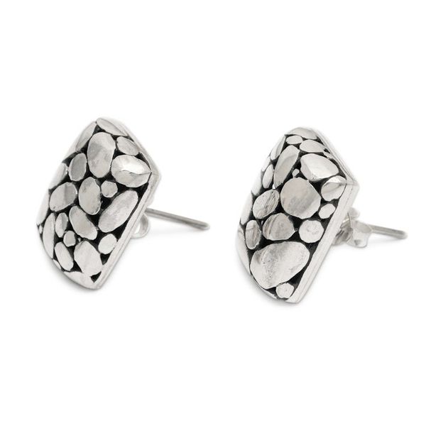 Alternate image for Bubble-Patterned Sterling Silver Button Earrings from Bali The Path