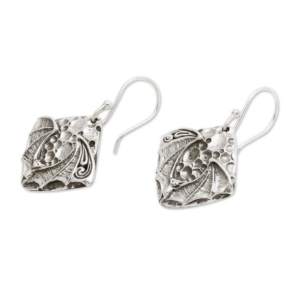 Alternate image for Bat-Themed Sterling Silver Dangle Earrings Crafted in Bali Bat Memorial