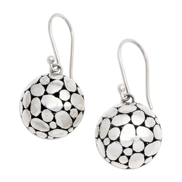 Alternate image for Bubble-Patterned Sterling Silver Dangle Earrings from Bali Oval Dance