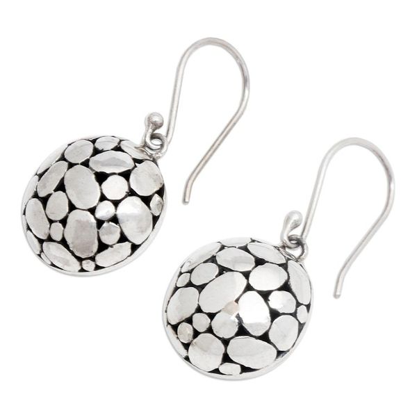 Alternate image for Bubble-Patterned Sterling Silver Dangle Earrings from Bali Oval Dance