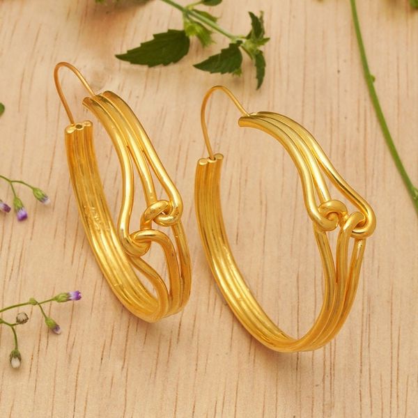 Alternate image for Avant-Garde Polished 18k Gold-Plated Hoop Earrings from Bali Golden Bond