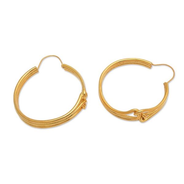 Alternate image for Avant-Garde Polished 18k Gold-Plated Hoop Earrings from Bali Golden Bond