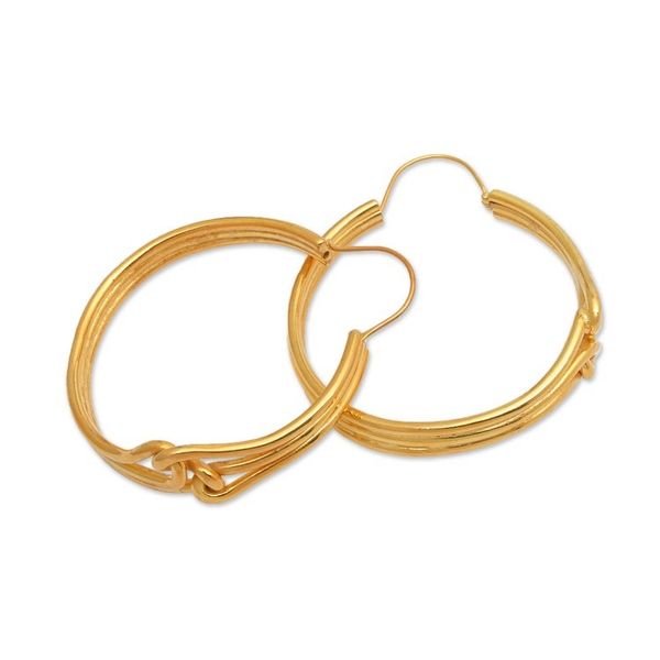 Alternate image for Avant-Garde Polished 18k Gold-Plated Hoop Earrings from Bali Golden Bond