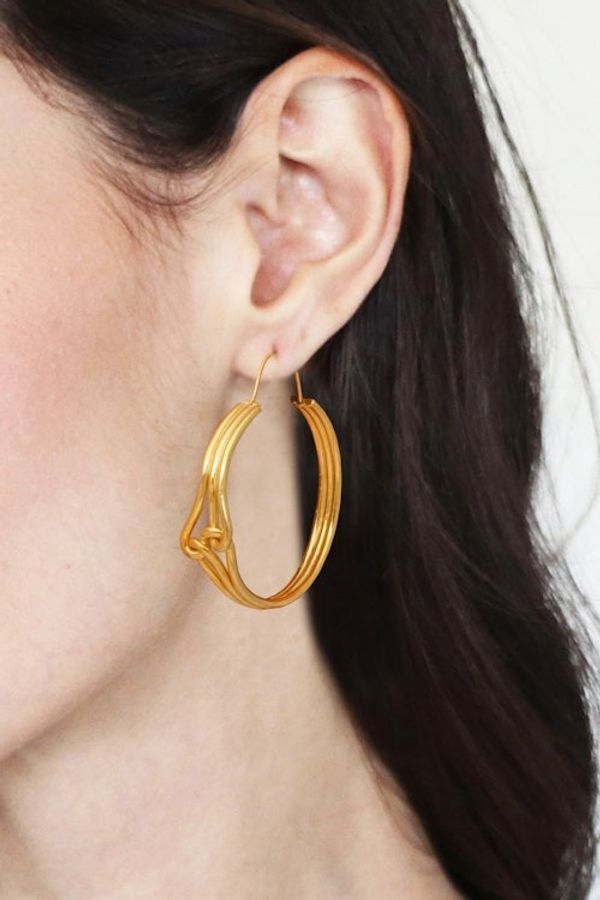 Alternate image for Avant-Garde Polished 18k Gold-Plated Hoop Earrings from Bali Golden Bond