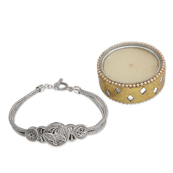 Alternate image for Classic Butterfly-Themed Sterling Silver Pendant Bracelet Butterfly Medal