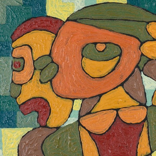 Alternate image for Balinese Acrylic on Canvas Painting in Orange and Green Hues Strongest Human