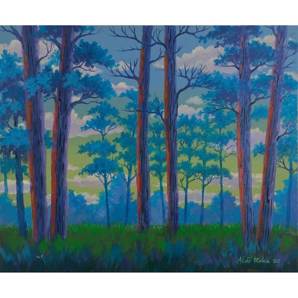 Alternate image for Nature-Themed Signed Impressionist Acrylic Forest Painting What You Give You Will Receive