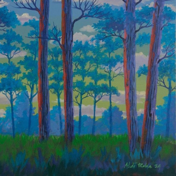 Alternate image for Nature-Themed Signed Impressionist Acrylic Forest Painting What You Give You Will Receive