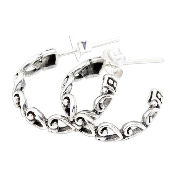 Alternate image for Romantic Heart-Shaped Sterling Silver Half-Hoop Earrings Journey of Love