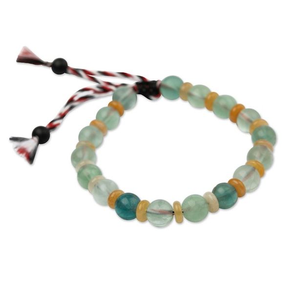 Alternate image for Adjustable Yoga Tridatu Fluorite Onyx Beaded Mens Bracelet Tridatu Tranquility