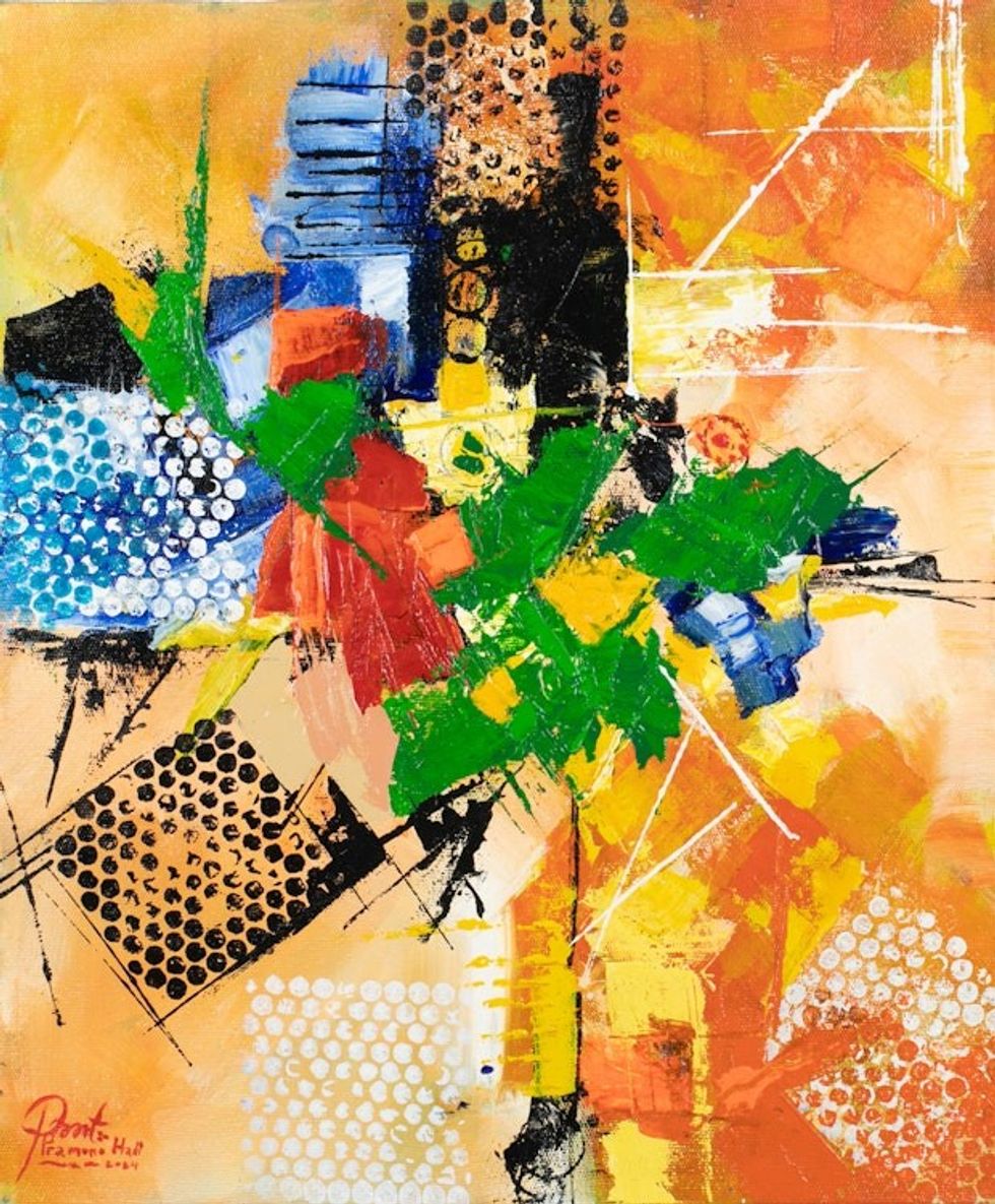 Inspirational Abstract Acrylic Painting in a Warm Palette 'Rebloom'