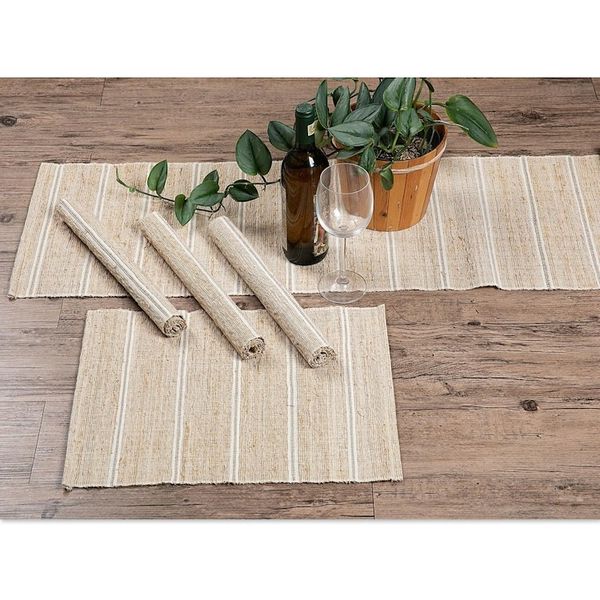 Alternate image for Off-White Cotton Blend Table Runner and Placemats 5 Pieces Off-White Aroma