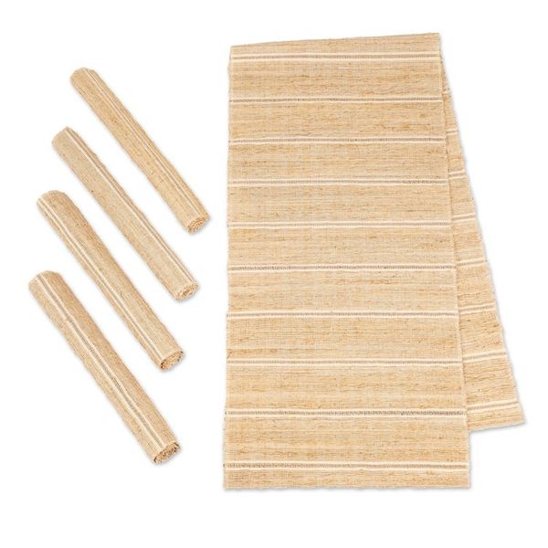 Alternate image for Off-White Cotton Blend Table Runner and Placemats 5 Pieces Off-White Aroma