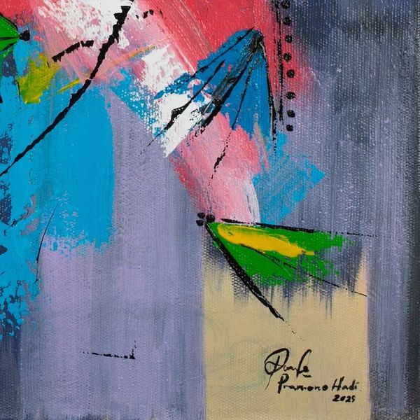 Alternate image for Butterfly-Themed Modern Abstract Acrylic Painting from Java Butterflies