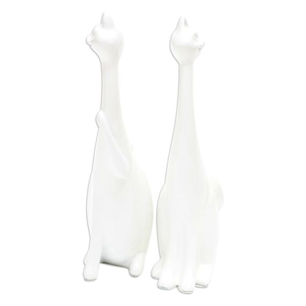 Alternate image for Set of 2 Handcrafted Cement and Lava Sand Cat Sculptures Feline Finesse