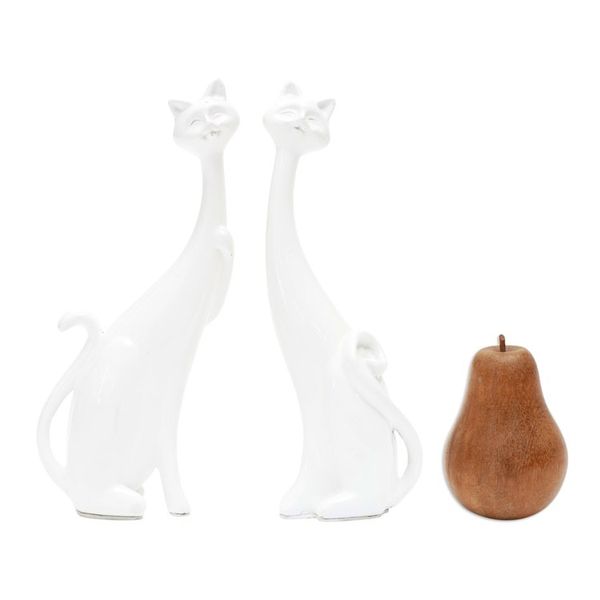 Alternate image for Set of 2 Handcrafted Cement and Lava Sand Cat Sculptures Feline Finesse