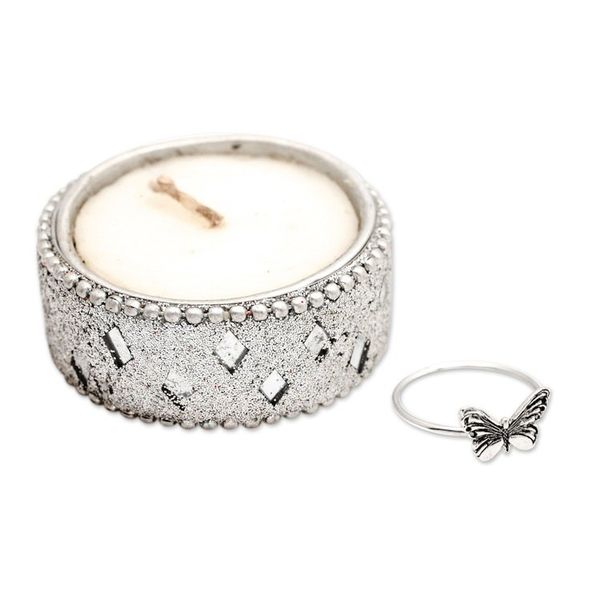 Alternate image for Inspirational Butterfly-Themed Sterling Silver Cocktail Ring Fluttering Life