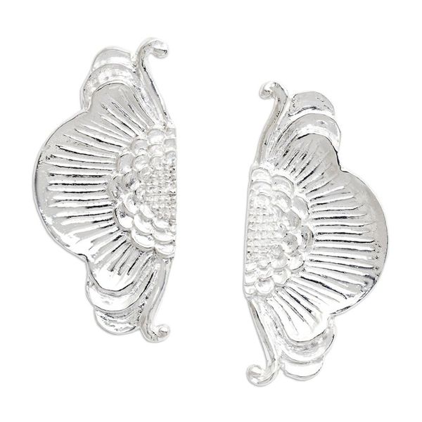Alternate image for Spring-Themed Polished Floral Sterling Silver Drop Earrings Spring on Earth