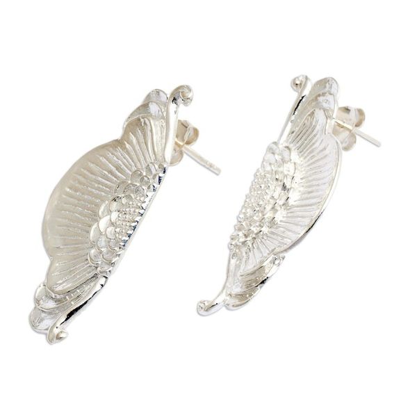Alternate image for Spring-Themed Polished Floral Sterling Silver Drop Earrings Spring on Earth