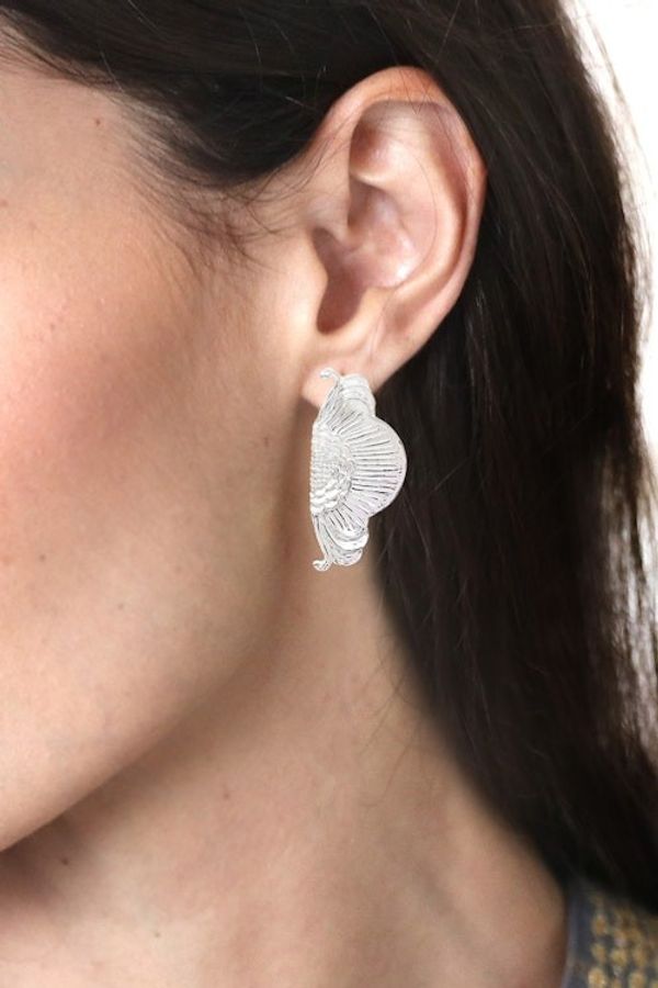 Alternate image for Spring-Themed Polished Floral Sterling Silver Drop Earrings Spring on Earth