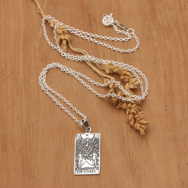 Alternate image for Tarot-Inspired Sterling Silver The Lovers Pendant Necklace Omens by The Lovers