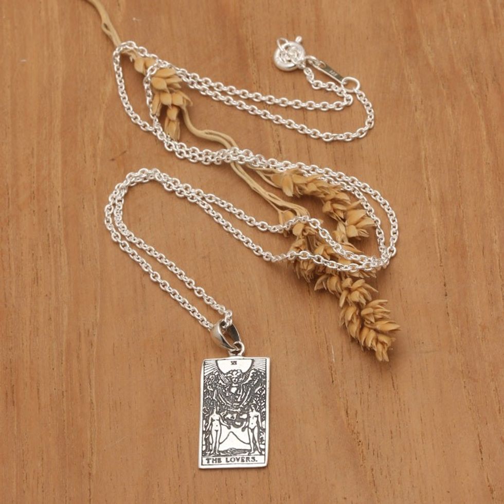 Tarot-Inspired Sterling Silver The Lovers Pendant Necklace 'Omens by The Lovers'