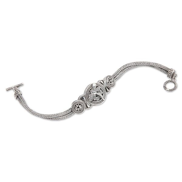 Alternate image for Classic Dragonfly-Themed Sterling Silver Pendant Bracelet Dragonfly Medal