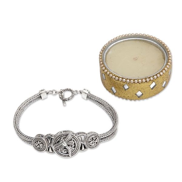Alternate image for Classic Dragonfly-Themed Sterling Silver Pendant Bracelet Dragonfly Medal