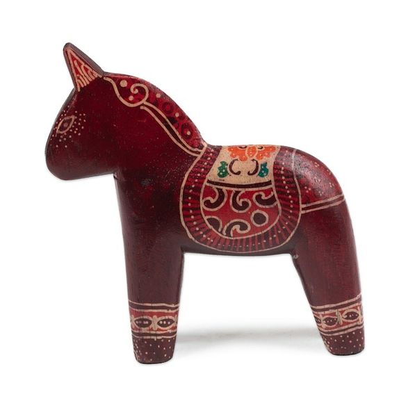 Alternate image for Folk Art-Themed Batik Crimson-Red Pule Wood Horse Sculpture Crimson Dala Horse