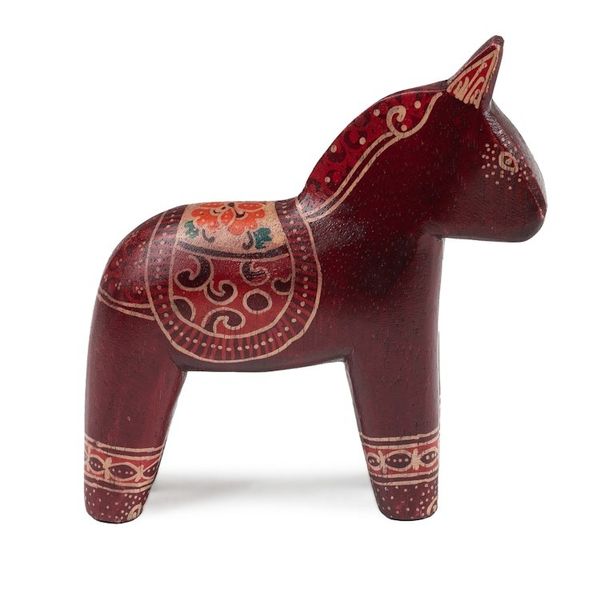 Alternate image for Folk Art-Themed Batik Crimson-Red Pule Wood Horse Sculpture Crimson Dala Horse