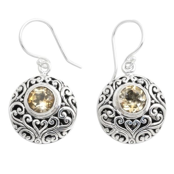 Alternate image for Sterling Silver Dangle Earrings with Citrine Vine Accents Afternoon Blooms