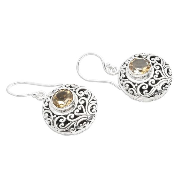 Alternate image for Sterling Silver Dangle Earrings with Citrine Vine Accents Afternoon Blooms
