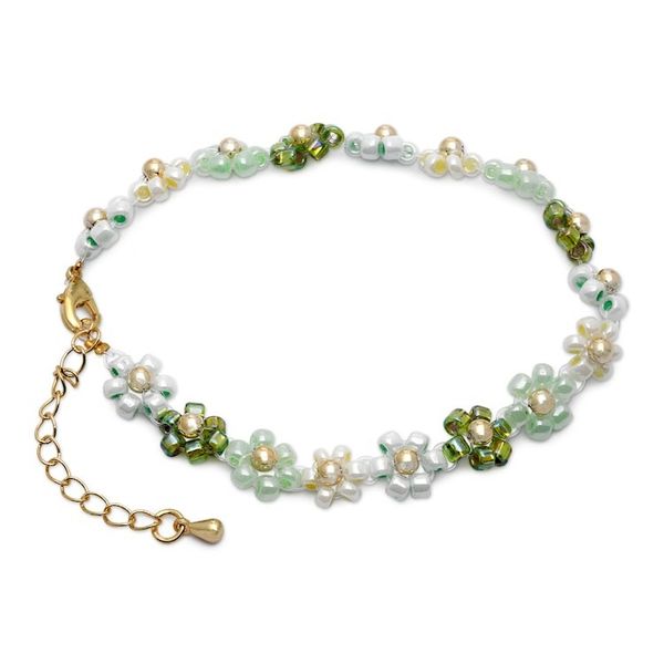 Alternate image for 18k Gold-Accented Crystal Beaded Bracelet in Green and Aqua Lagoon Petals