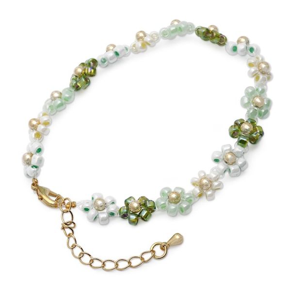 Alternate image for 18k Gold-Accented Crystal Beaded Bracelet in Green and Aqua Lagoon Petals