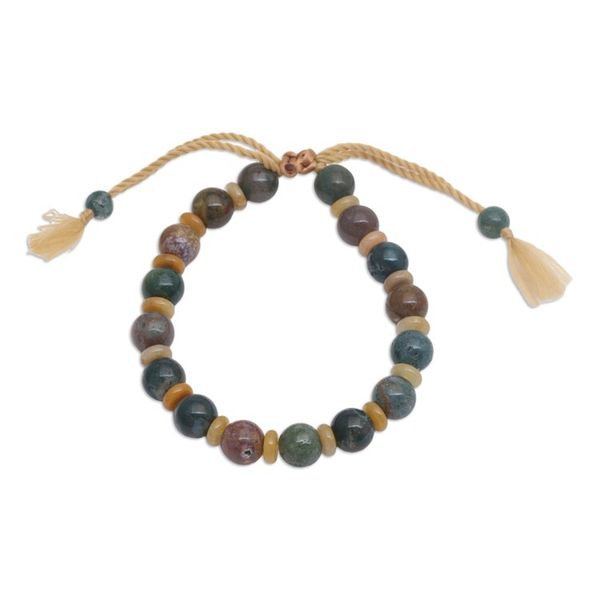 Alternate image for Bohemian Adjustable Bloodstone and Beryl Beaded Bracelet Heroic Waves