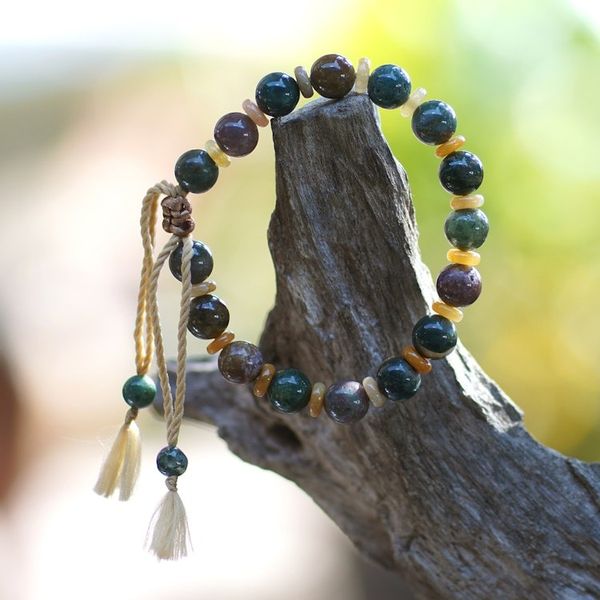 Alternate image for Bohemian Adjustable Bloodstone and Beryl Beaded Bracelet Heroic Waves
