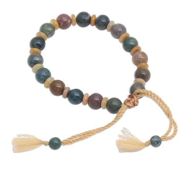 Alternate image for Bohemian Adjustable Bloodstone and Beryl Beaded Bracelet Heroic Waves