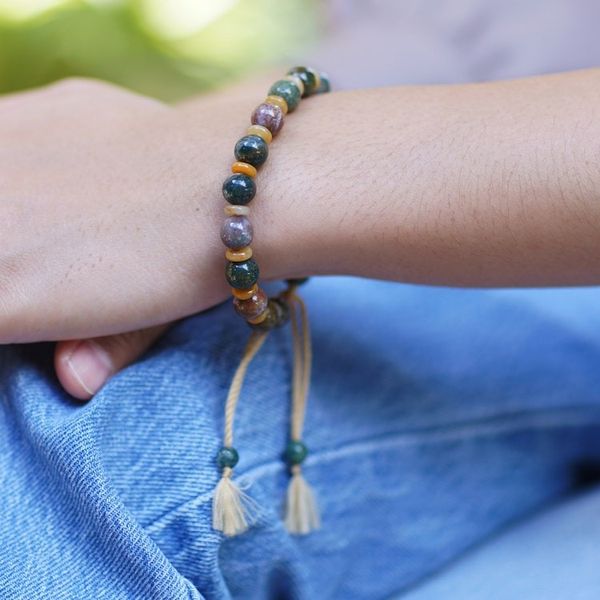 Alternate image for Bohemian Adjustable Bloodstone and Beryl Beaded Bracelet Heroic Waves