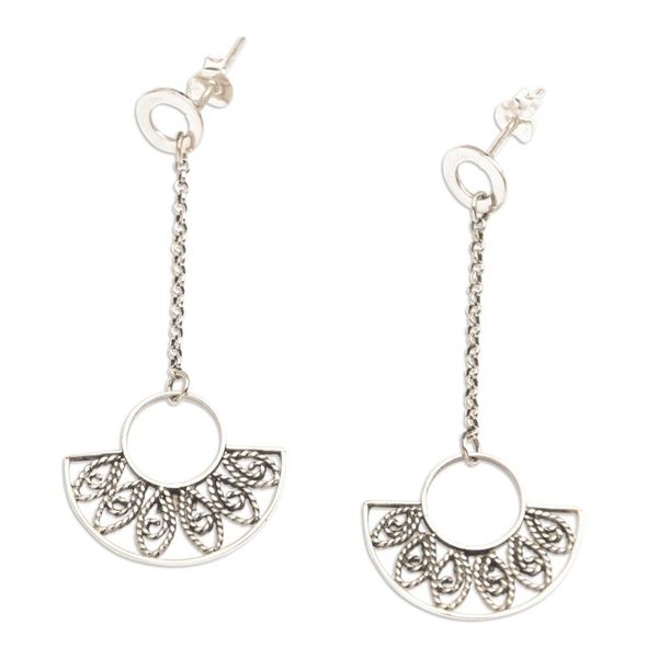 Alternate image for Fan-Inspired Openwork Sterling Silver Dangle Earrings Gorgeous Glam