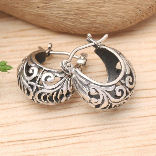 Alternate image for Polished Classic Sterling Silver Hoop Earrings from Bali Lady Elegance