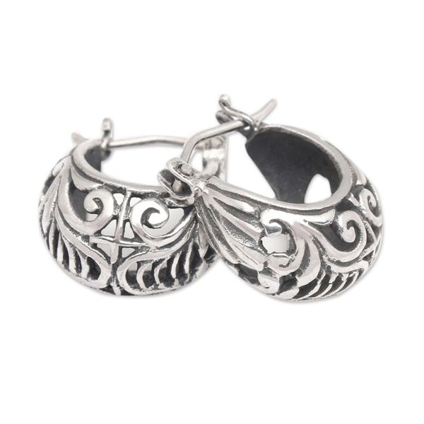 Alternate image for Polished Classic Sterling Silver Hoop Earrings from Bali Lady Elegance