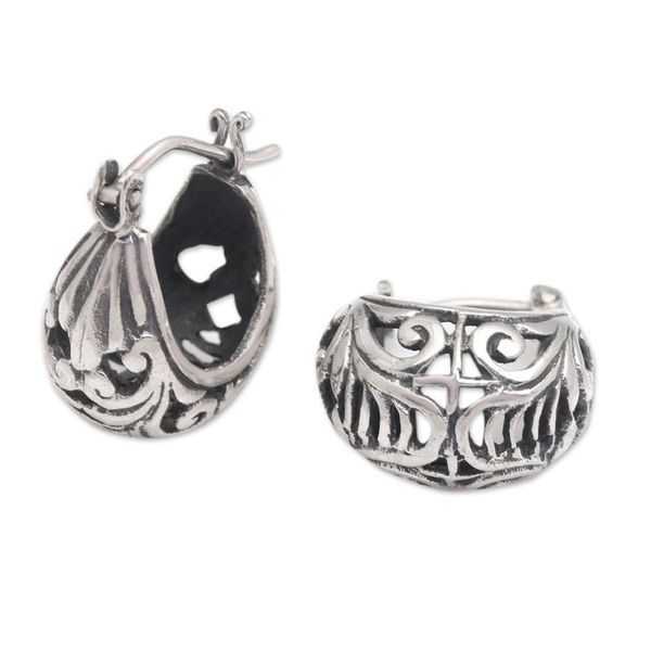 Alternate image for Polished Classic Sterling Silver Hoop Earrings from Bali Lady Elegance